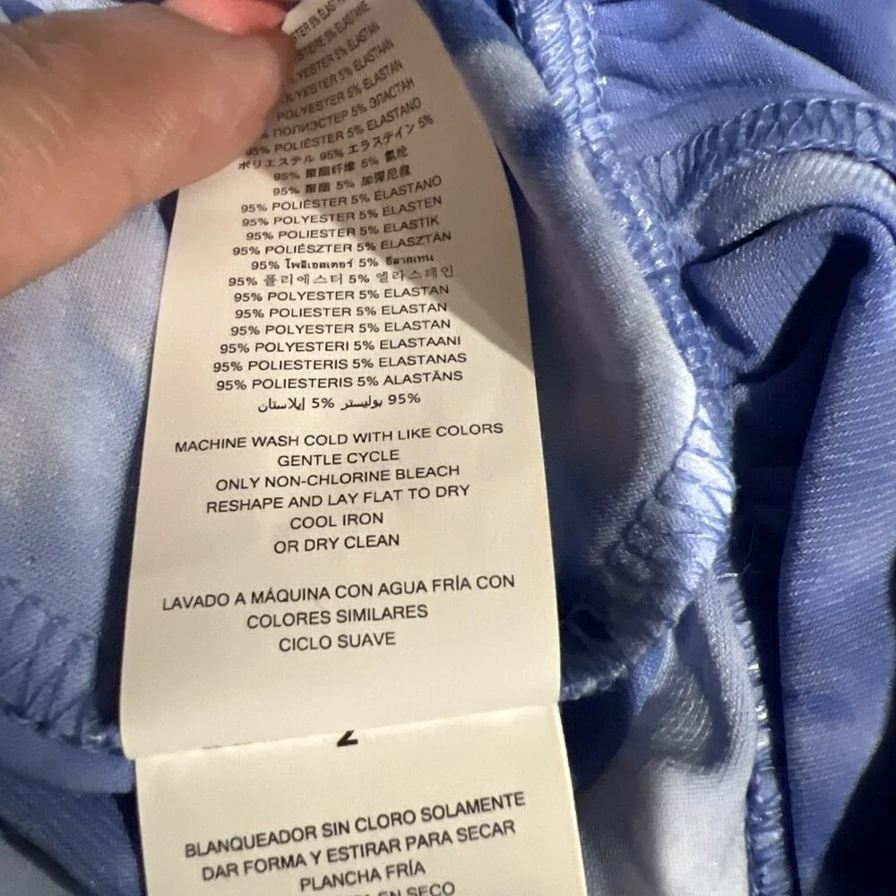 Michael Kors Tie Dye Summer Dress Women's XL Blue Ruffle Hem Sleeveless Y2K